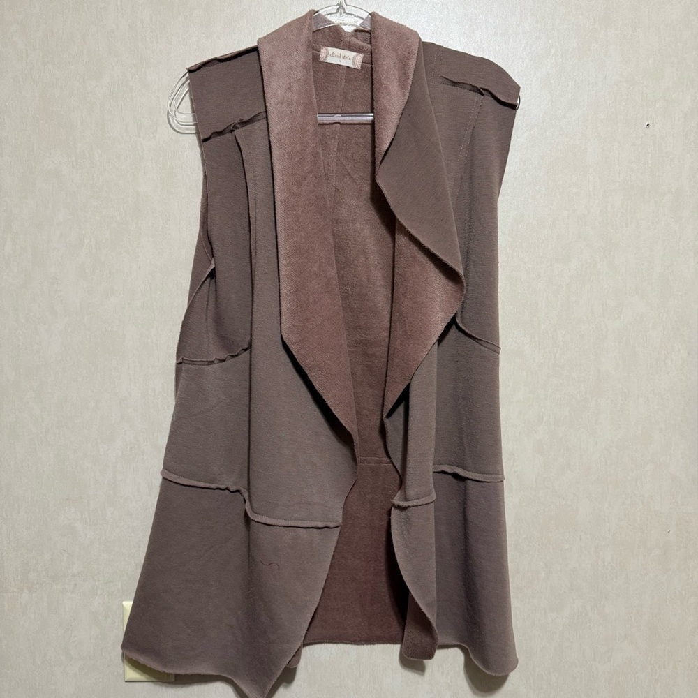 Altar’d State Tan Soft Faux Fur Lined Open Front Vest